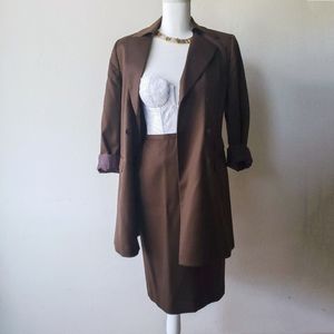 Vintage Barry Bricken 2 Piece Suit Skirt Set Size 4 Brown